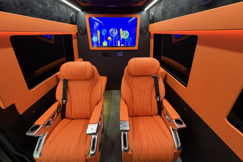 Black 9 Passenger Mercedes-Benz Sprinter Limo Van Rental in Houston, TX | Ridehire - Main View