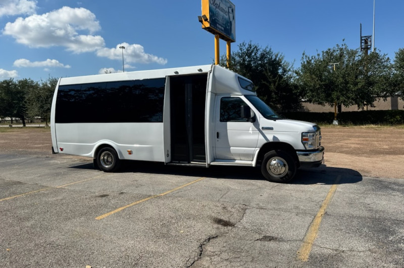 Black 20 Passenger Ford E-450 Party Bus Rental in Spring, TX (#RH412) - Main View