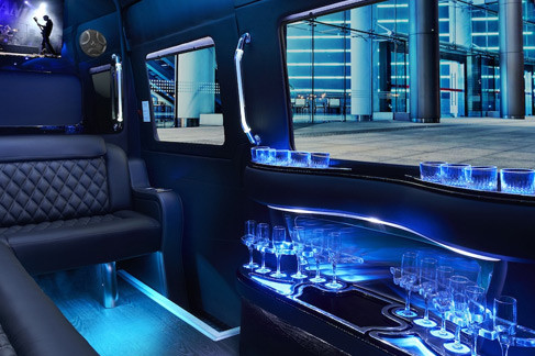 Black 13 Passenger Mercedes-Benz Sprinter Limo Van Rental in Houston, TX (#RH391) - Main View