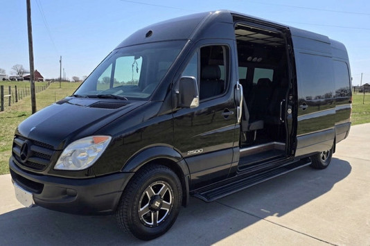 Black 12 Passenger Mercedes-Benz Sprinter Limo Van Rental in Houston, TX | Ridehire - Main View